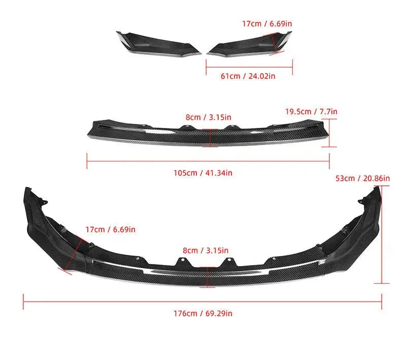 CarbonAero Elite Series: V-Style Dry Carbon Fiber Front Lip Splitter for BMW M3/M4 G80/G82/G83 CSL